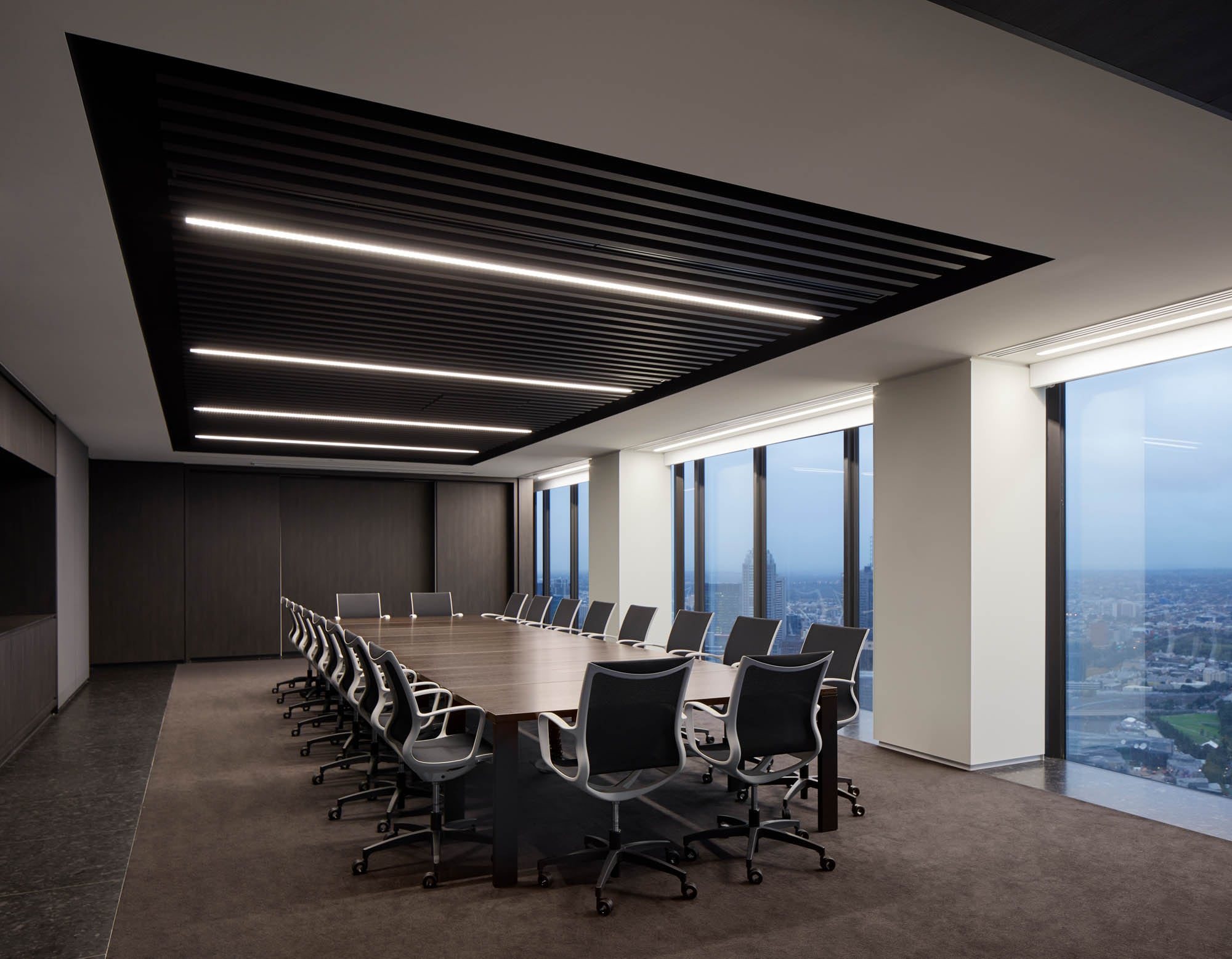 jinding australia office dark timber boardroom table and executive chairs