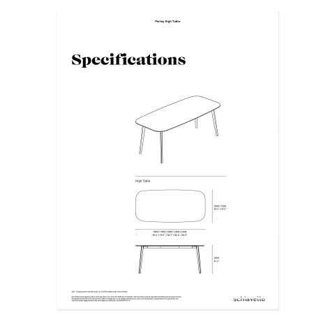 Parley High Table Specification Sheet