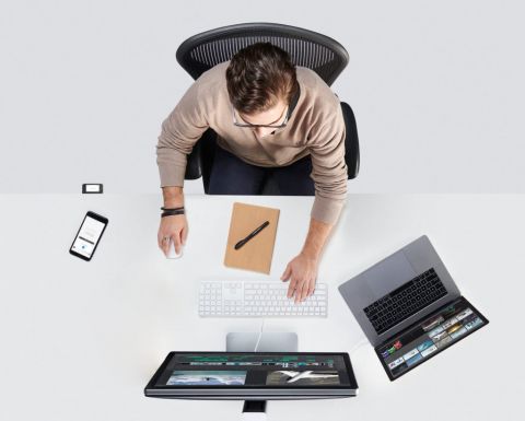 Overview of man on desk with Nura Space