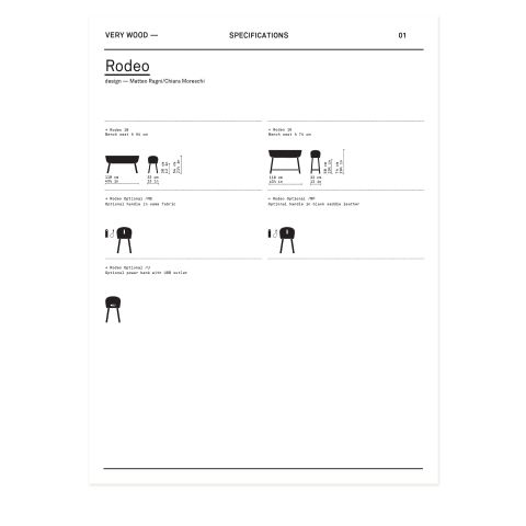 Rodeo Benches Specification Sheet