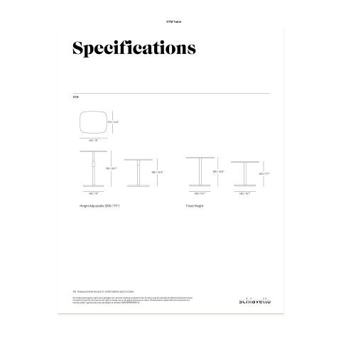 OTM Table Specification Sheet