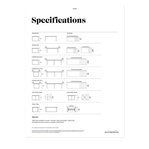 Linear Table Specification Sheet