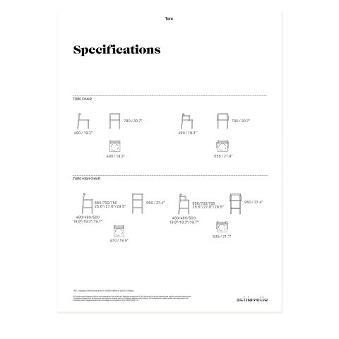 Toro Chair Specification Sheet