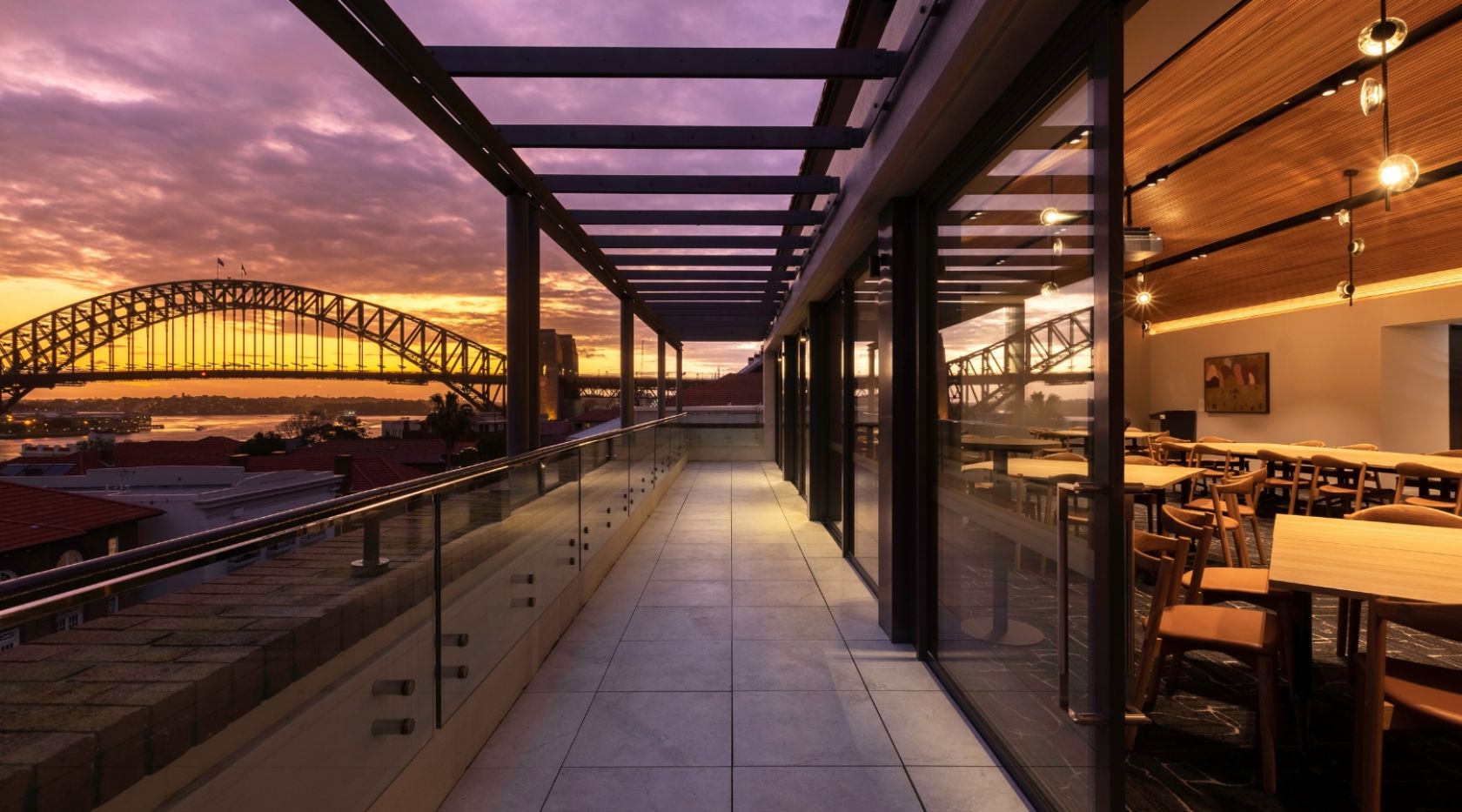 scenery, indoors, interior design, floor, person, restaurant, building, waterfront, lounge, dining room