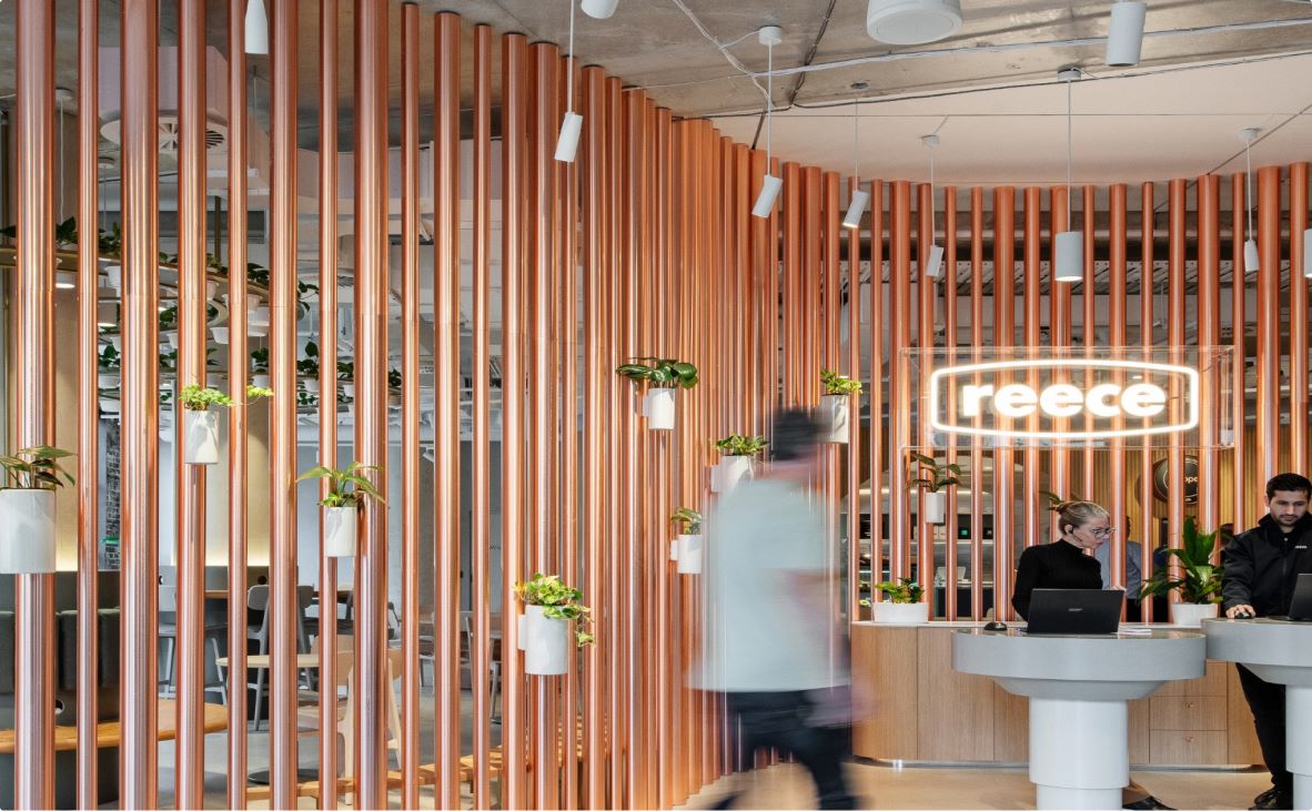 indoors, interior design, person, adult, male, man, building, foyer, plant, face