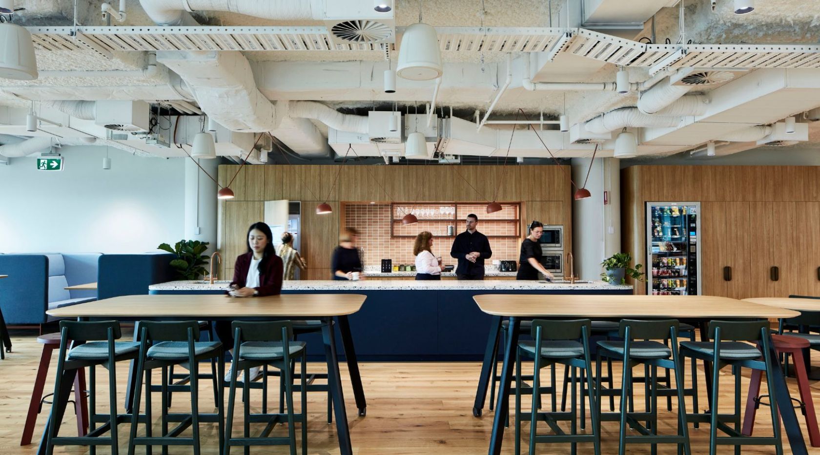 cafeteria, indoors, restaurant, person, interior design, furniture