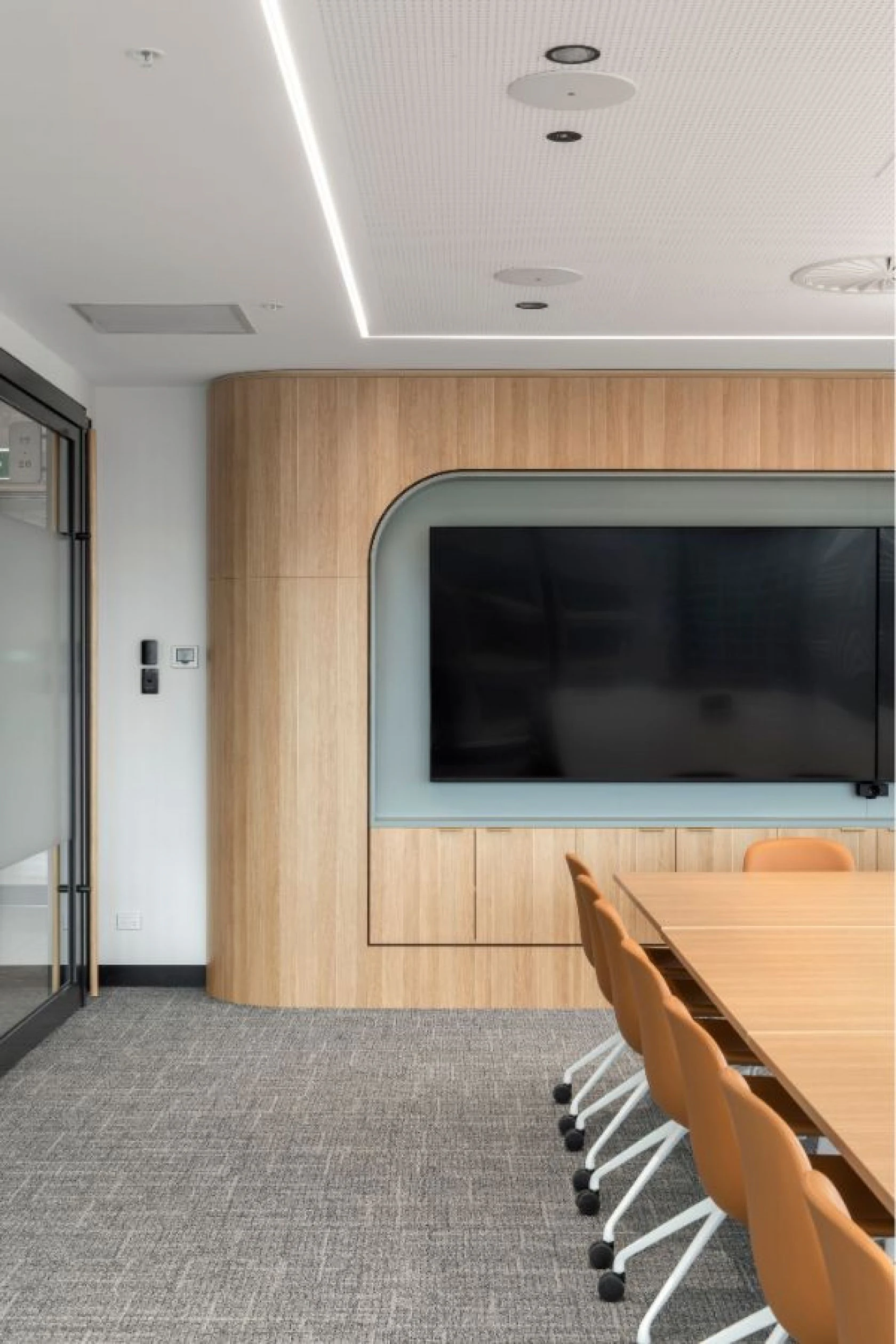 indoors, interior design, meeting room, office, room, wood panels