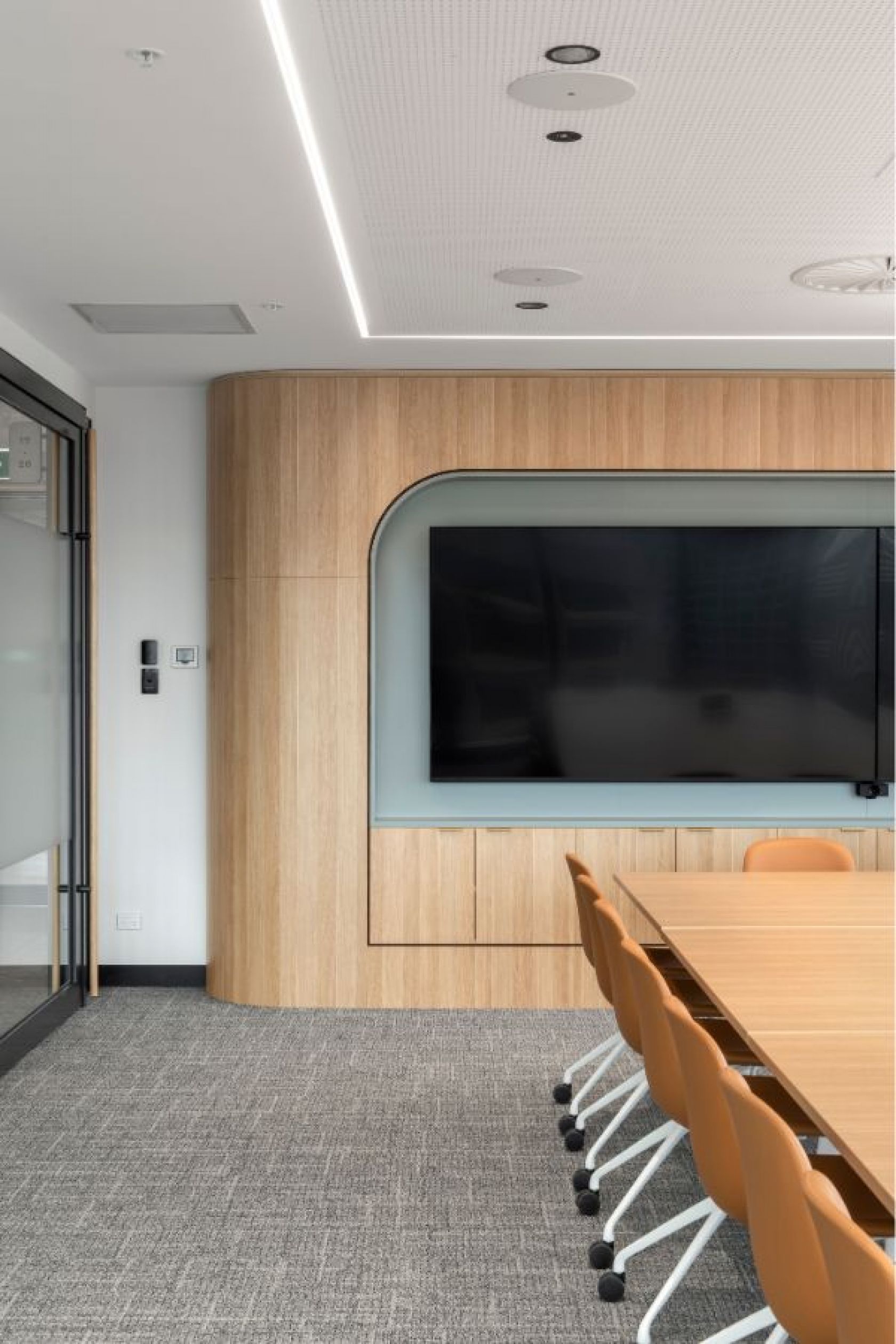 indoors, interior design, meeting room, office, room, wood panels