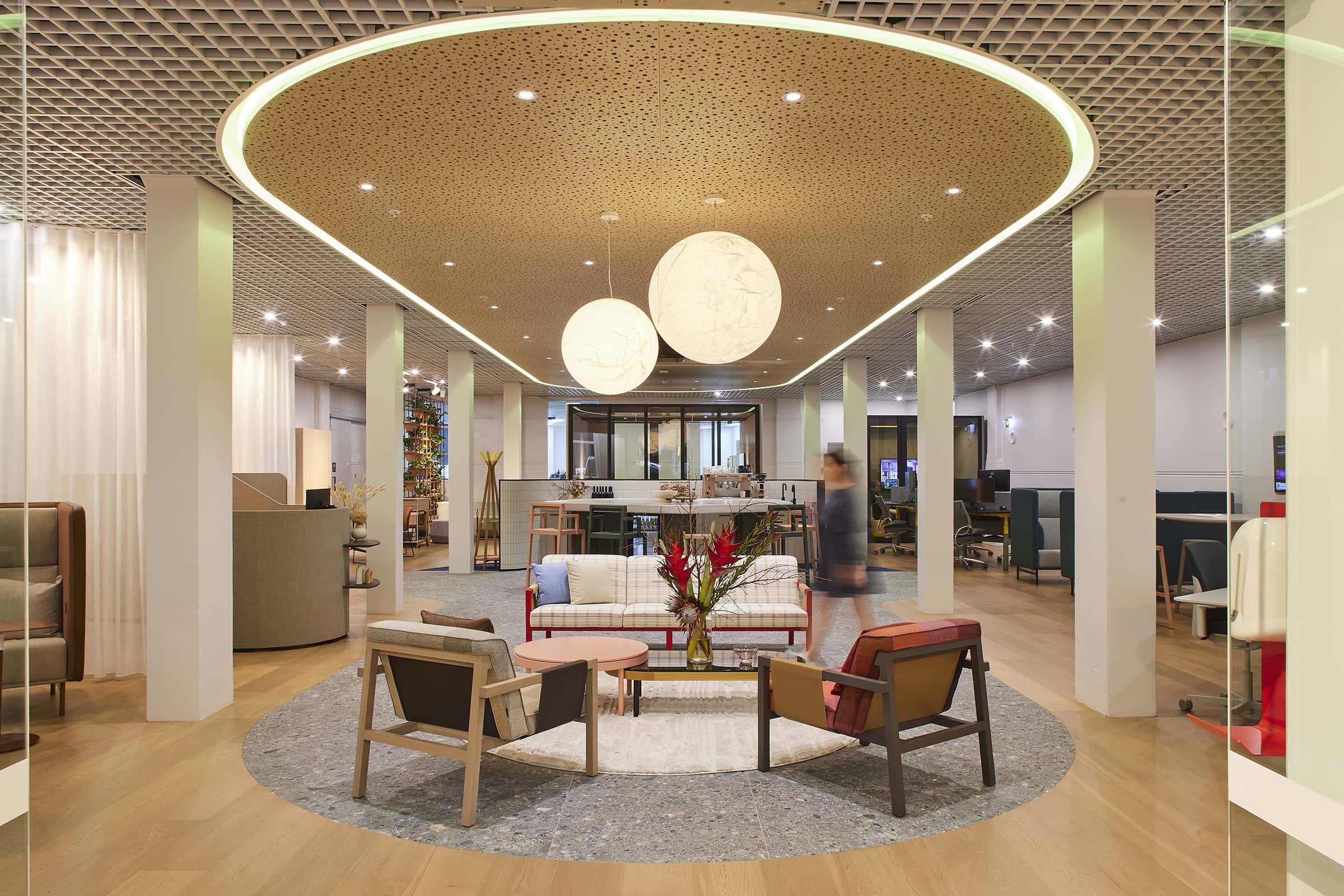 home decor, rug, indoors, foyer, person, chair, furniture, couch, lamp, lounge